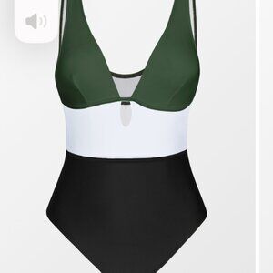 Cupshe Colorblock Plunging Cutout One-Piece Size Small